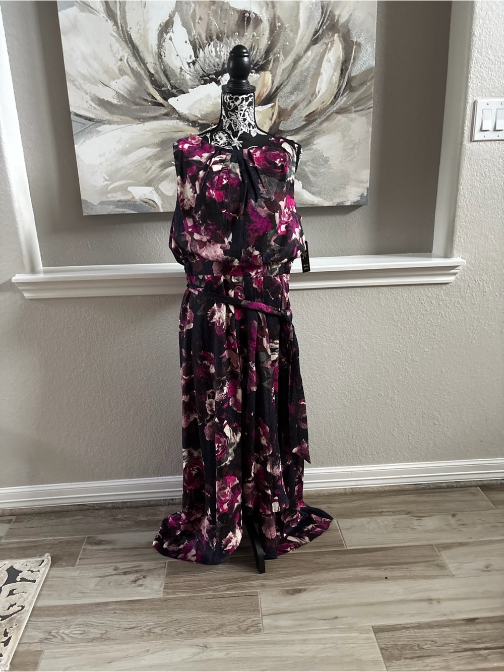 Sleeveless Floral Maxi Dress in Black & Purple
